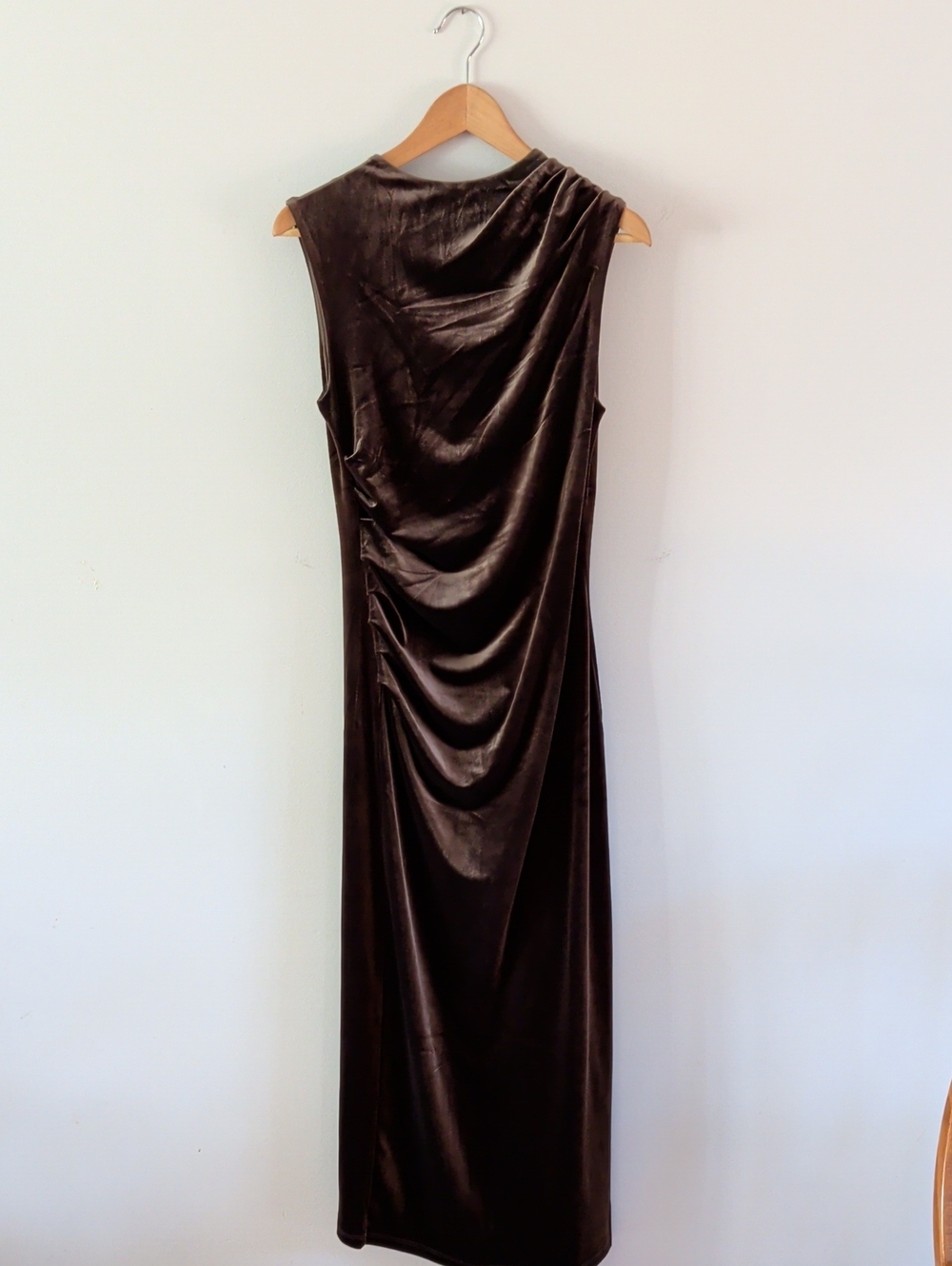 H&M Sleeveless Brown Velvet Maxi Dress